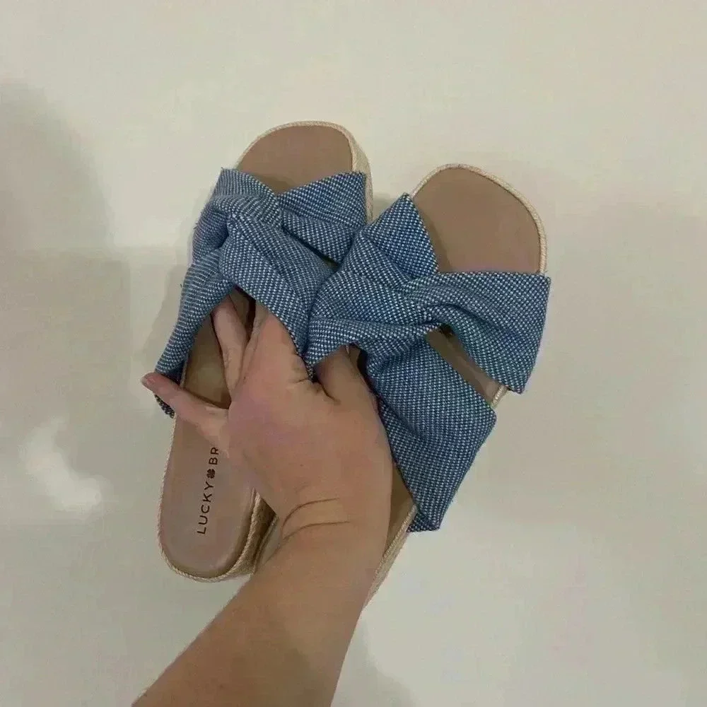 LUCKY BRAND ESPADRILLE GREENLY TEXTILE SANDALS SIZE 8